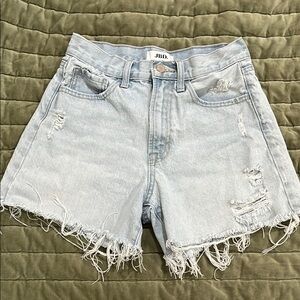Blue Jean Shorts Distressed Frayed Hem
